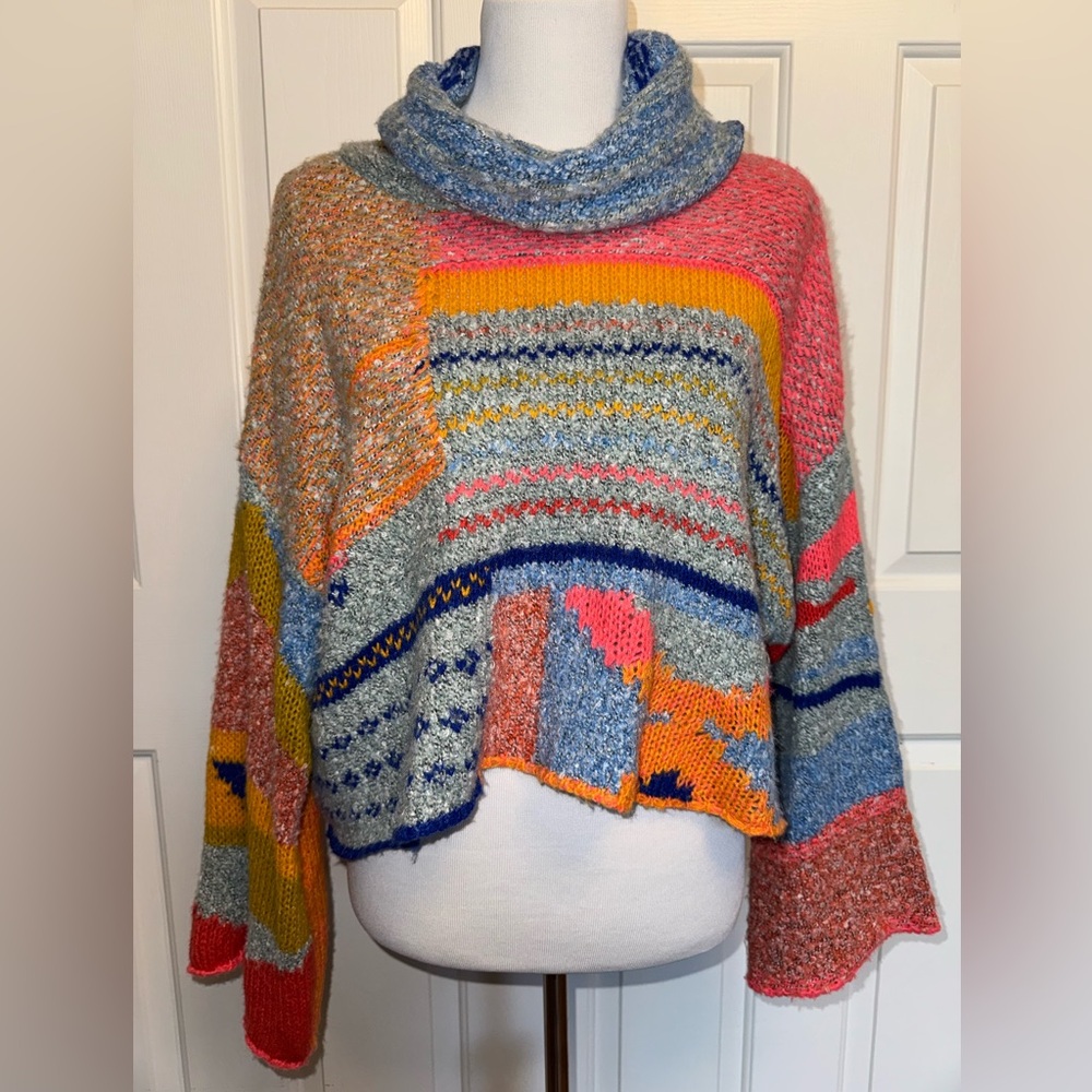 Sincerely Jules Patchwork Knit Cropped Sweater Bo… - image 1